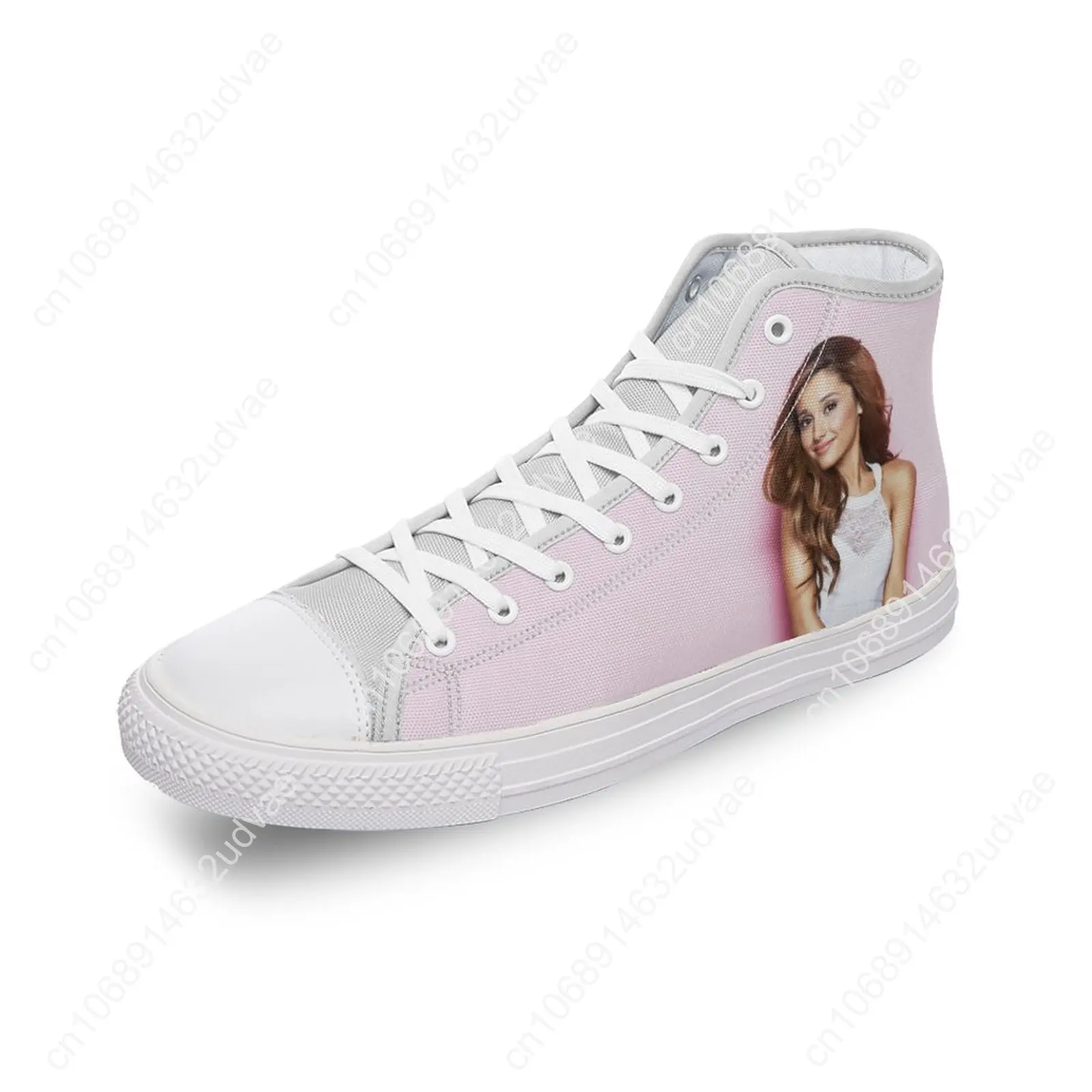 Ariana Grande High-top Canvas Shoes Diy Luxury Men's and Women's Casual Shoes Fashion Flat Sneakers Party Zapatillas Mujer