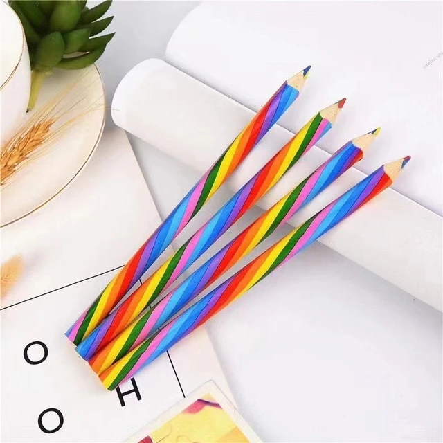 3pcs/Set 7 Colors Concentric Gradient Rainbow Pencil Crayons Kids Colored  Pencils cheap kawaii Art Painting Drawing stationery - AliExpress