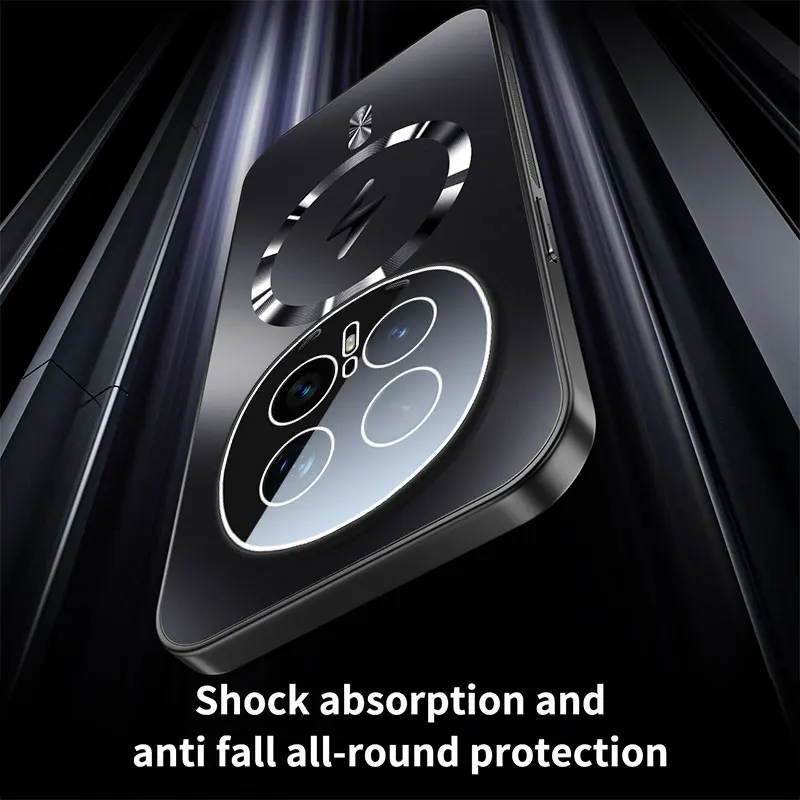 Glittering Magnetic Heat Dissipation Protective Phone Case with Lens Film Cover