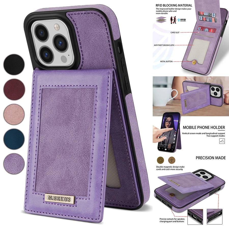 

Wallet Top And Bottom Open Side Leather Case For iPhone 14 Pro Max 13 Pro Max 12 Pro Max 11 Pro Max SE 2020 XS Max 8 7 6 6S Plus