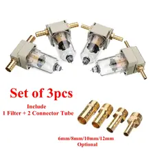  6mm/8mm/10mm/12mm Universal Engine Oil Catch Tank Reservoir Can Filter Gas Separator Replacement with 2 Connector Tube 