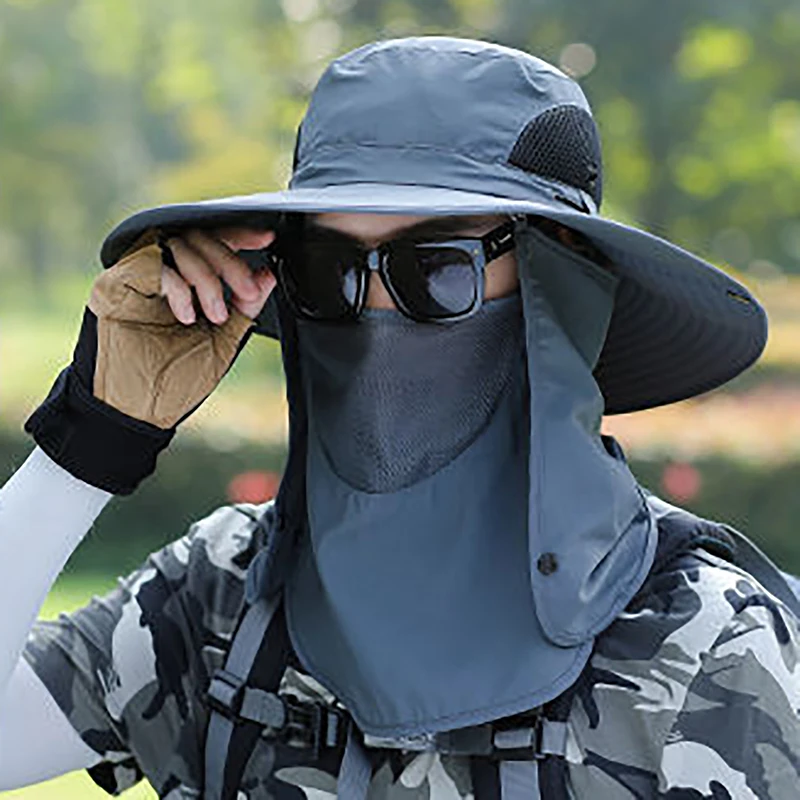 Description Picture 6 of itemOutdoor Summer Sun Hat with Detachable Face Mask Breathable Mesh Fishing Cap with Neck Flap for Hiking/Fishing