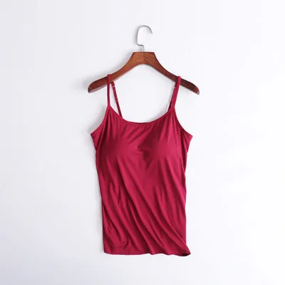 Bras Top For Women Tank Tops Adjustable Strap Camisole With Built In Padded  Bra Vest Cami Sleeveless Basic Solid Top Women топы - AliExpress