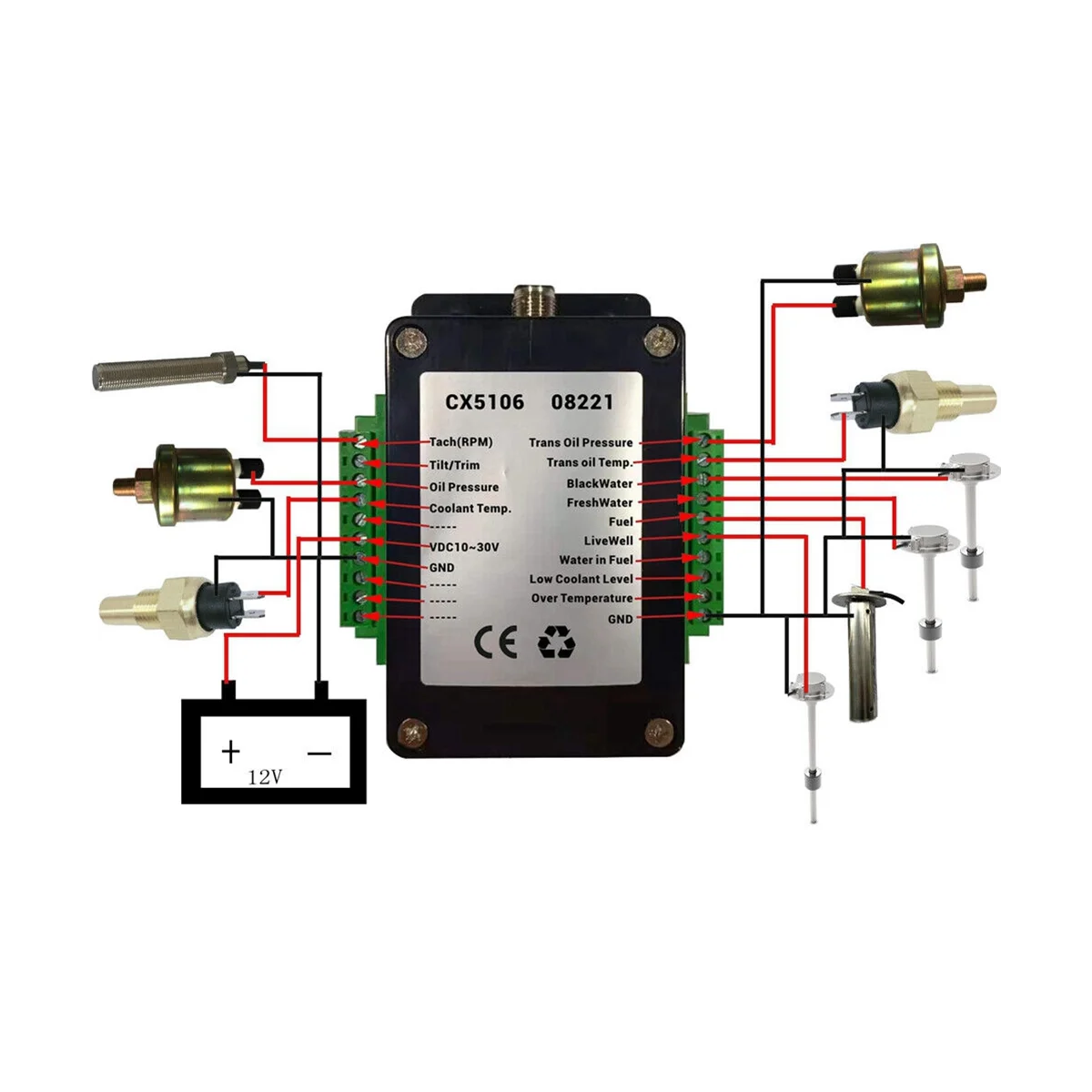 Convertitore NMEA2000 a canale singolo/convertitore N2K 0-190Ohm fino a 13 sensori con cavo per barca marina CX5106