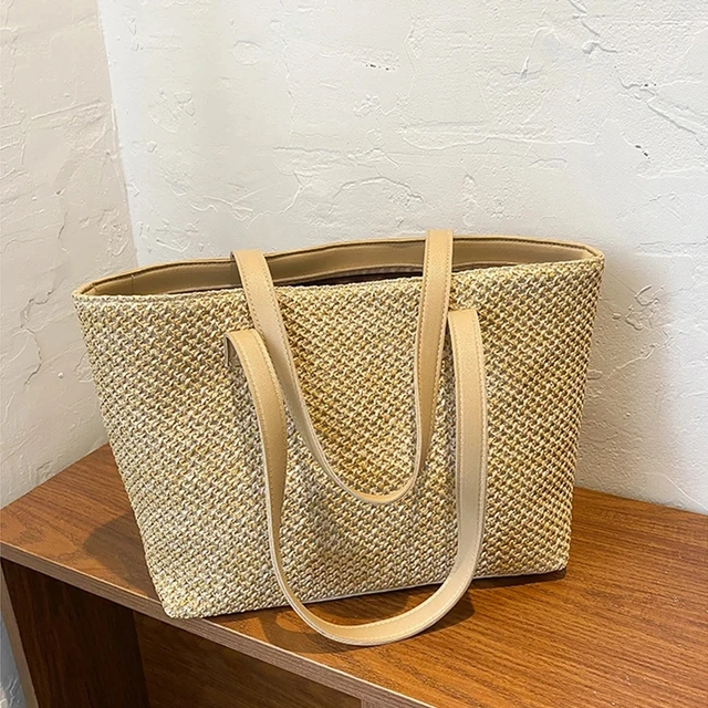 Wicker Woven Beach Shopper - Large Capacity Summer Tote