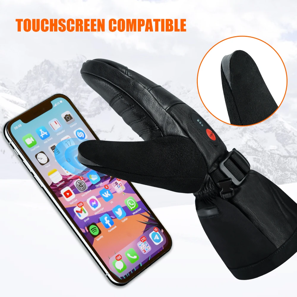 Snow Deer Heated Gloves Electric Skiing Winter Battery Heated Thermal Mittens Waterproof Gloves Thumb Movable Hunting Motorcycle 3