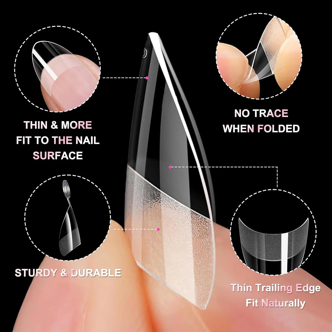 Fake Nails 120PCS Semi-frosted Short Almond Clear Whitening Nail Art Set Removable For Festivals Parties Dates