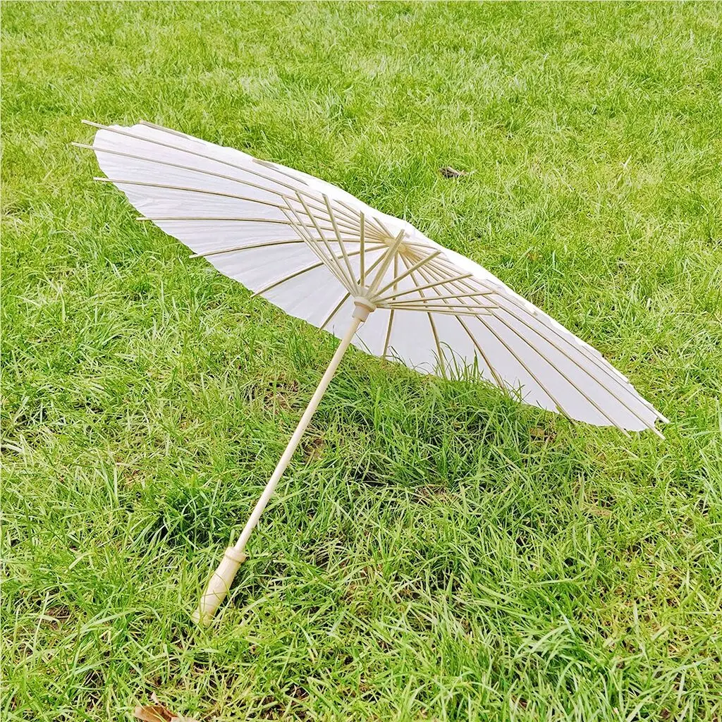 Paraguas De Papel Chino Clásico 58cm (Blanco) – Decoración Bodas, Artesanía DIY O Sesión Fotos