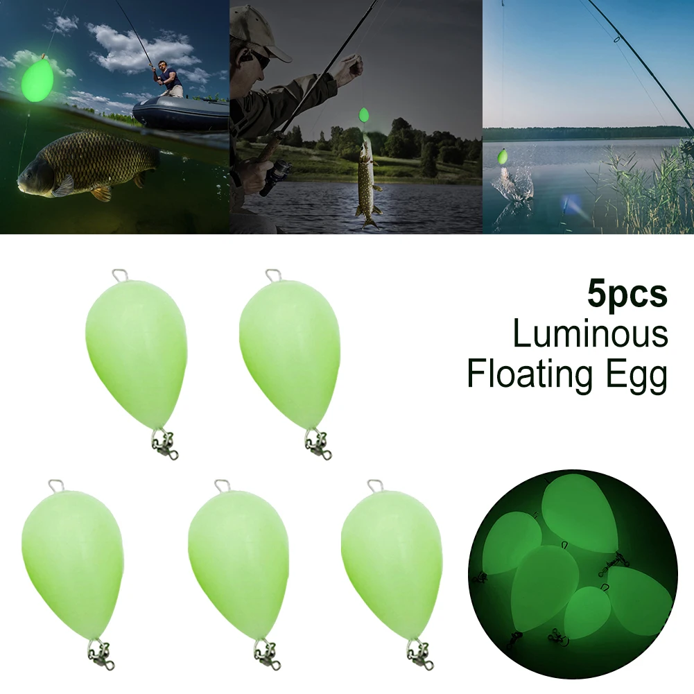 5Pcs Luminous Float Egg Bobber Float Night Fishing Float Long Distance