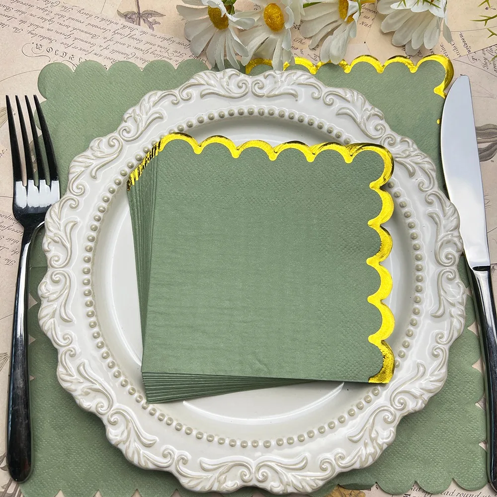 Soft Green Napkin Papers Table Fragrance Free Mouth Cloth Tissue Servilletas Decoupage Vintage Surtidas paper napkins 20/80pcs