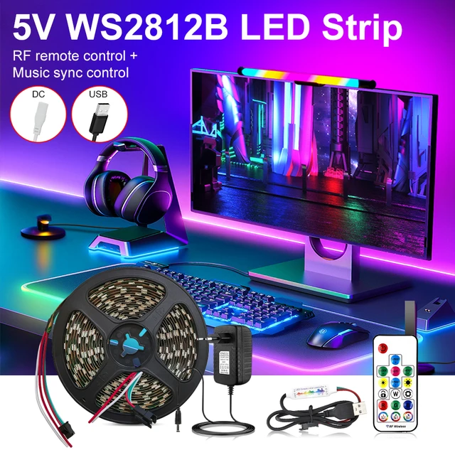 Musik USB RGB LED Streifen Kit für TV Hintergrundbeleuchtung Computer Spiel  Decor 5V Address Fernbedienung WS2812