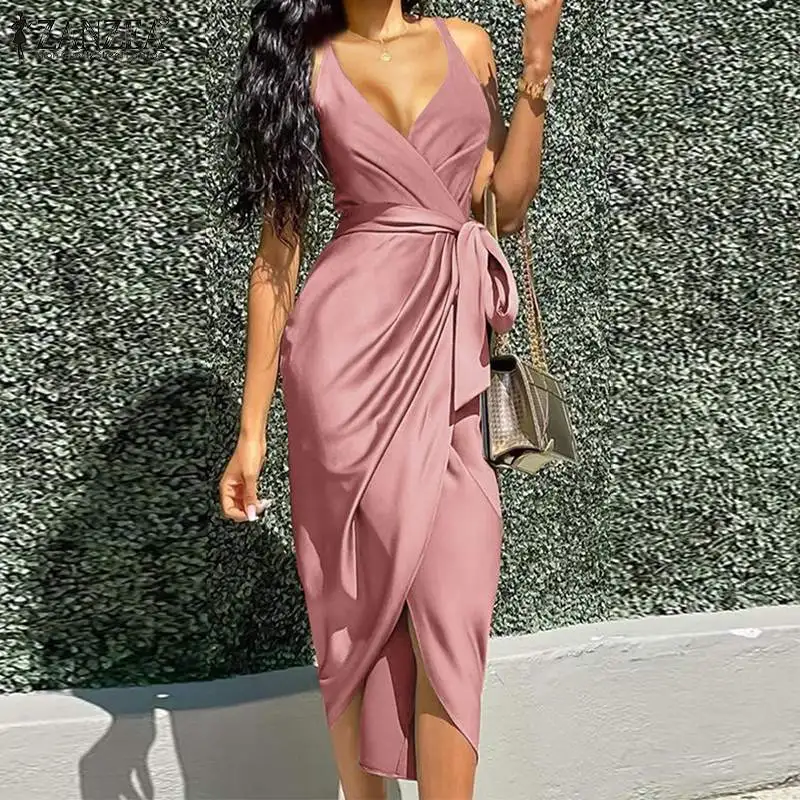 Slit Hem Deep V-neck Evening Party Sexy 