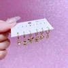 MIGGA 6pcs Mixed Cartoon Dangle Earrings Set Gold Color Cubic Zircon Crystal Huggie Earrings for Women 2