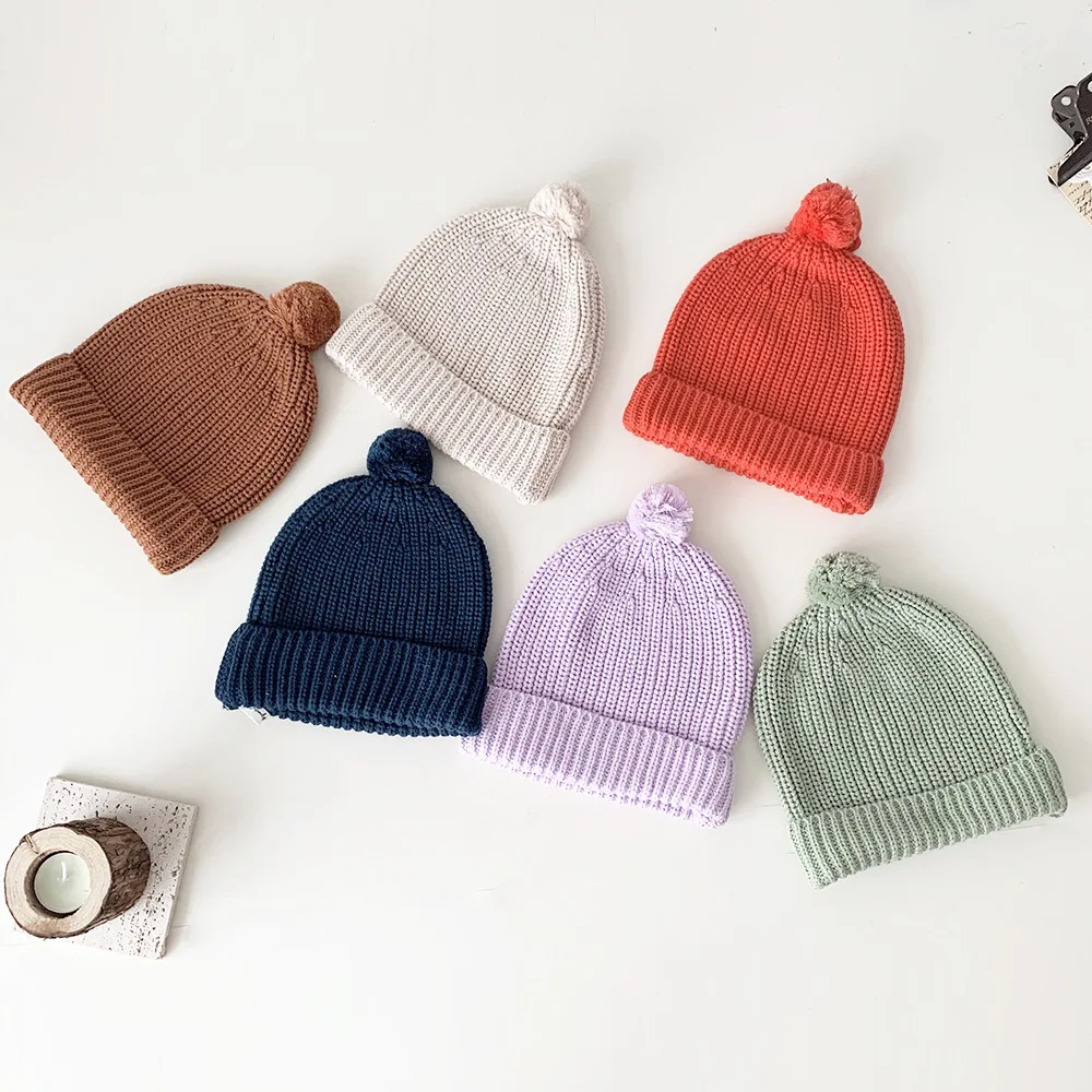 

Детская шапочка для девочек и мальчиков, вязаная теплая шапка, детская хлопковая шапка