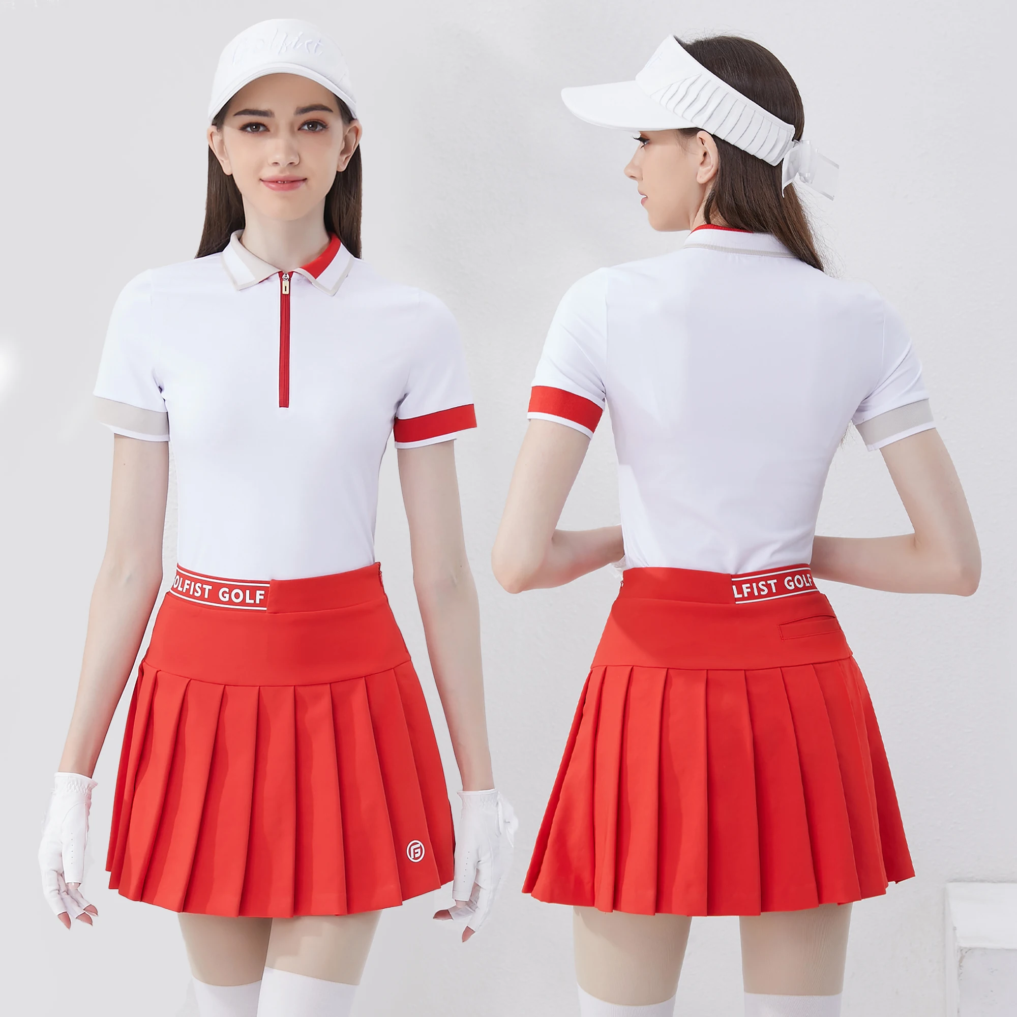 Golfist Golf Wear Ladies Polo Shirt Zipper Short Sleeve T-shirt Quick Dry Outdoor Athletic Tops Women's Golf Clothing women golf clothing