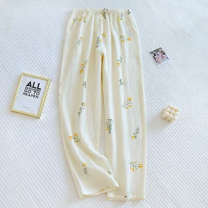 2023 японские Весенние/летние новые женские пижамные штаны 100% хлопок брюки из крепа милые и милые пижамные штаны женские свободные домашние брюки