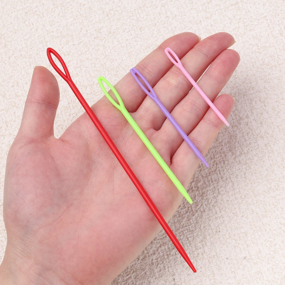 10pcs/lot Colorful Plastic Sewing Needles 5 7 9 15cm Size Colourful Large Eye Crochet Needle DIY Embroidery Jewelry Tools