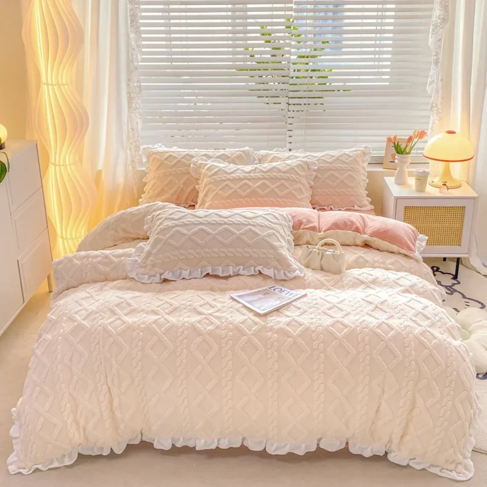 

Duvet Cover Velvet Plush Bed Linen Housse De Couette Home Comforter Covers with Zipper Closure and Corner Ties 1Pc