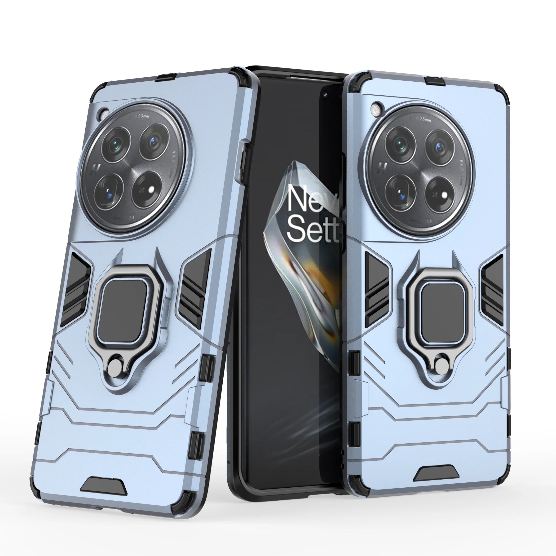 Enhanced Armor Shockproof Case with Metal Ring Stand and Bumper Protection