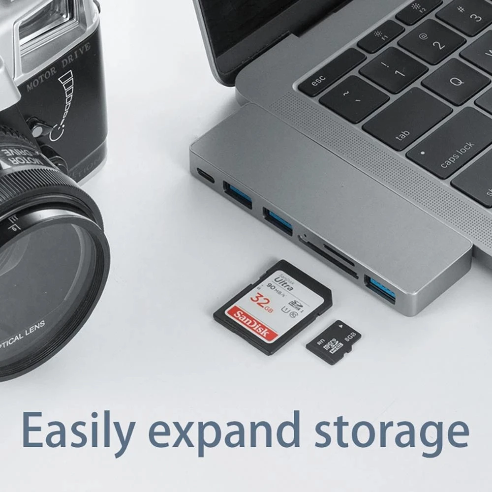 USB C 허브, Sd / Tf 카드 리더기 포함, 다기능 알루미늄 합금 도킹 스테이션, USB C 타입 허브, 6 in 1