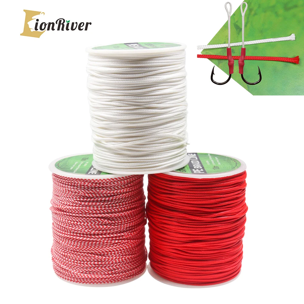 Lionriver 8/16 Strands PE Braided Assist Fishing Line Jig Hook Tied