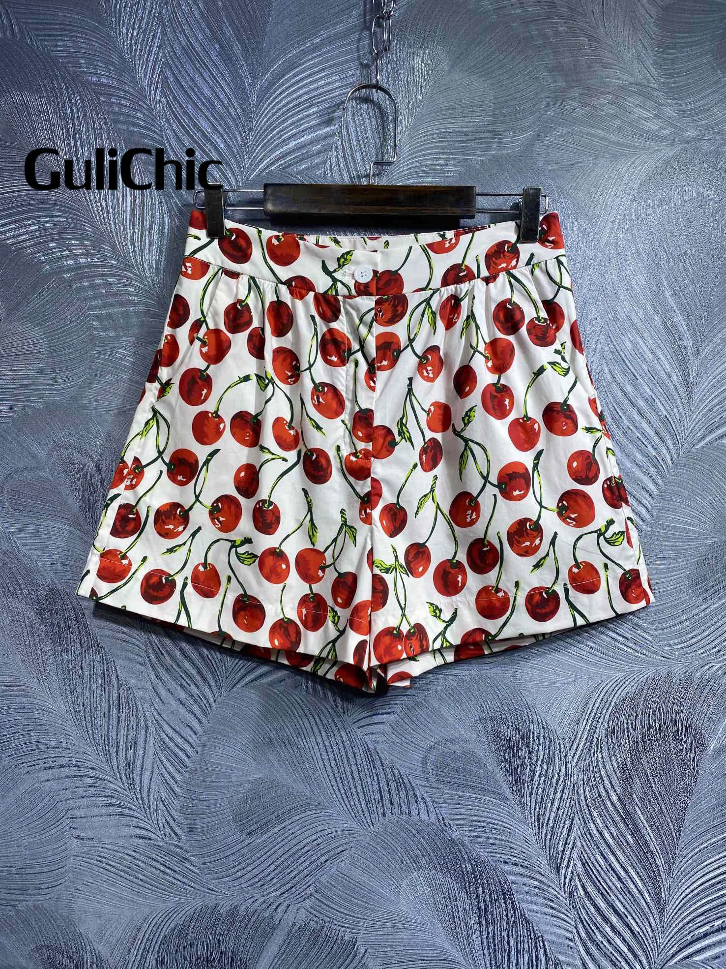 GuliChic-Shorts de algodão puro para mulheres, estampa