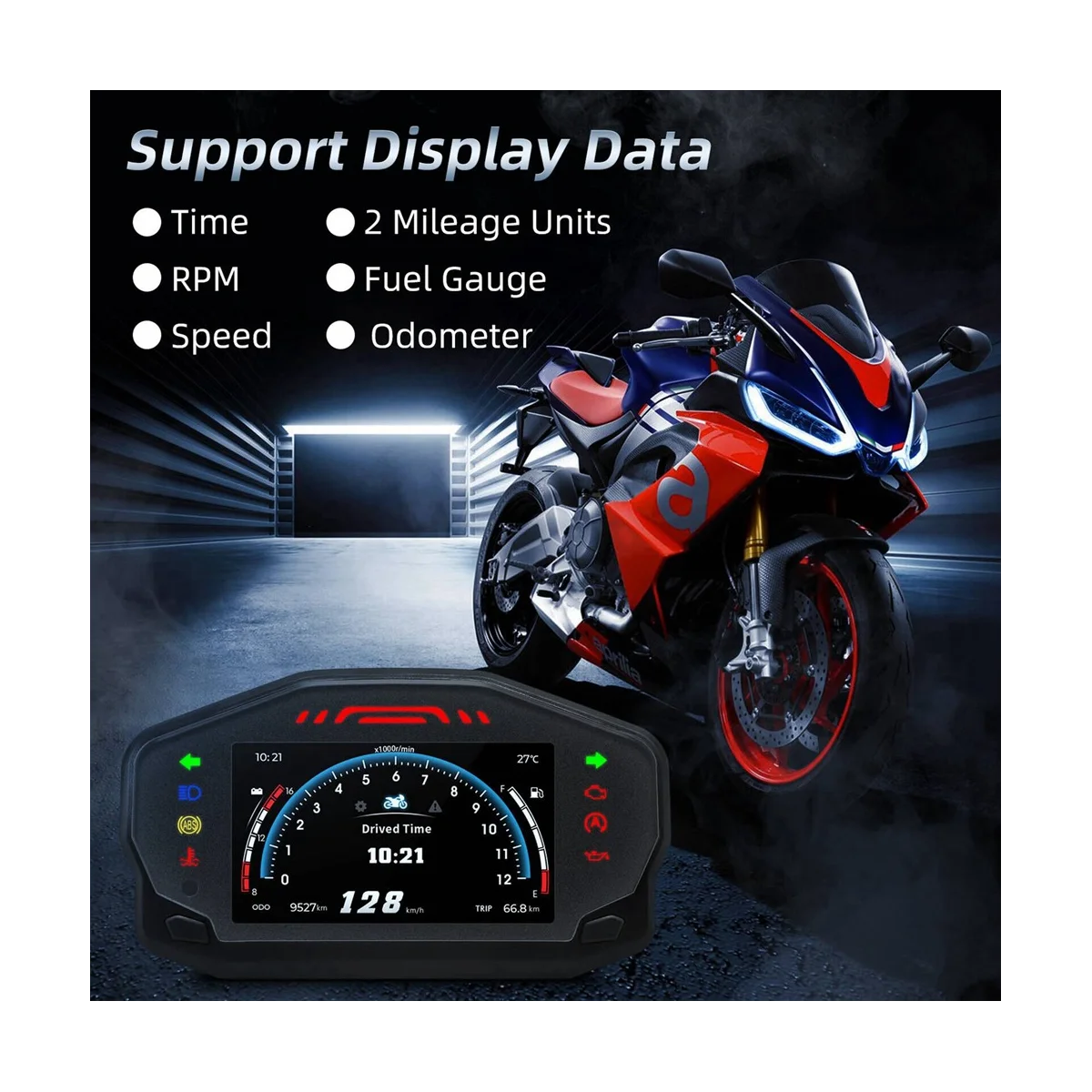 

Motorcycle LED Speedometer LCD Digital Odometer Fuel Gauge for 1/2/4 Cylinder