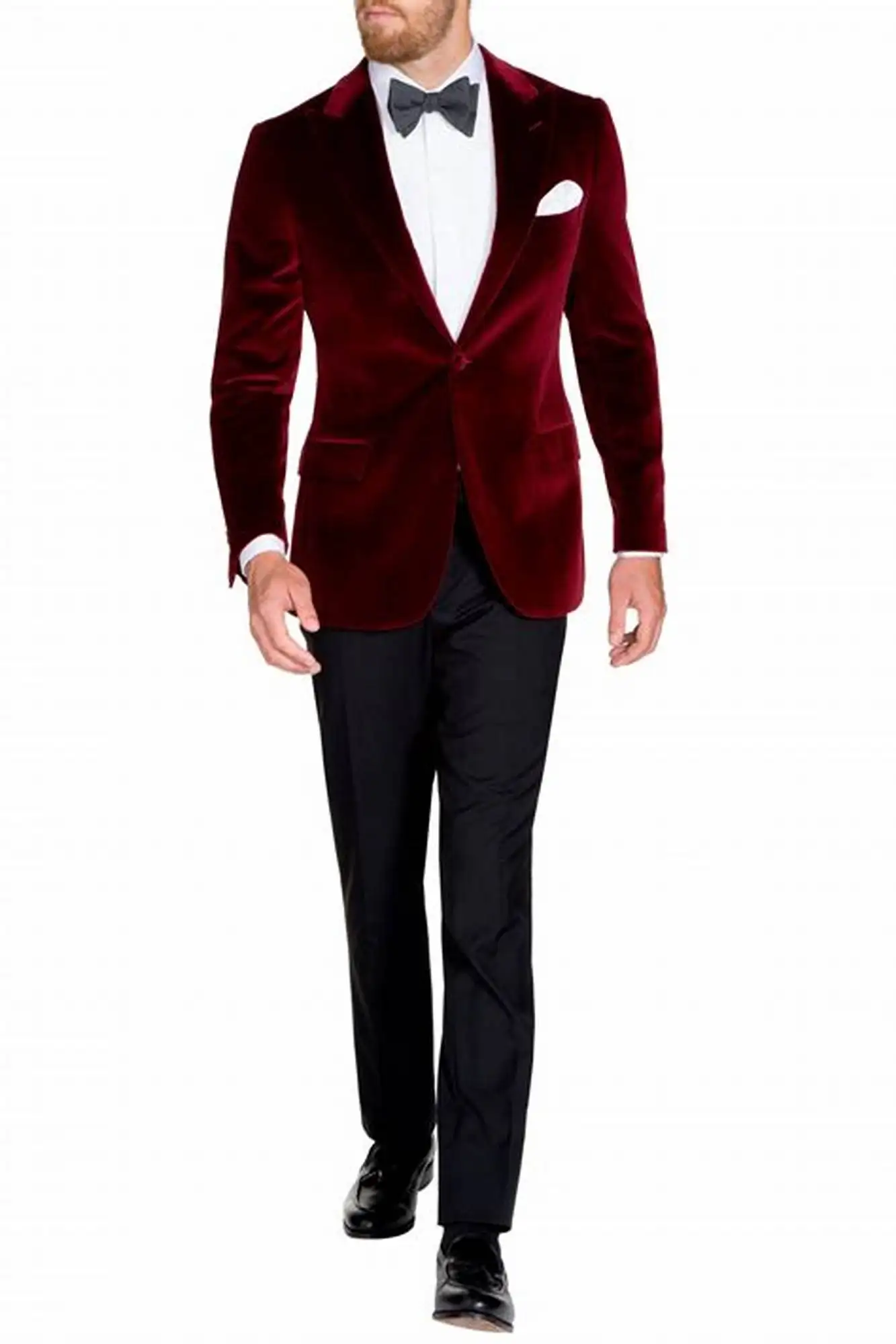 

Men's Velvet Two Pieces Suit One Button Tux Jacket and Trousers