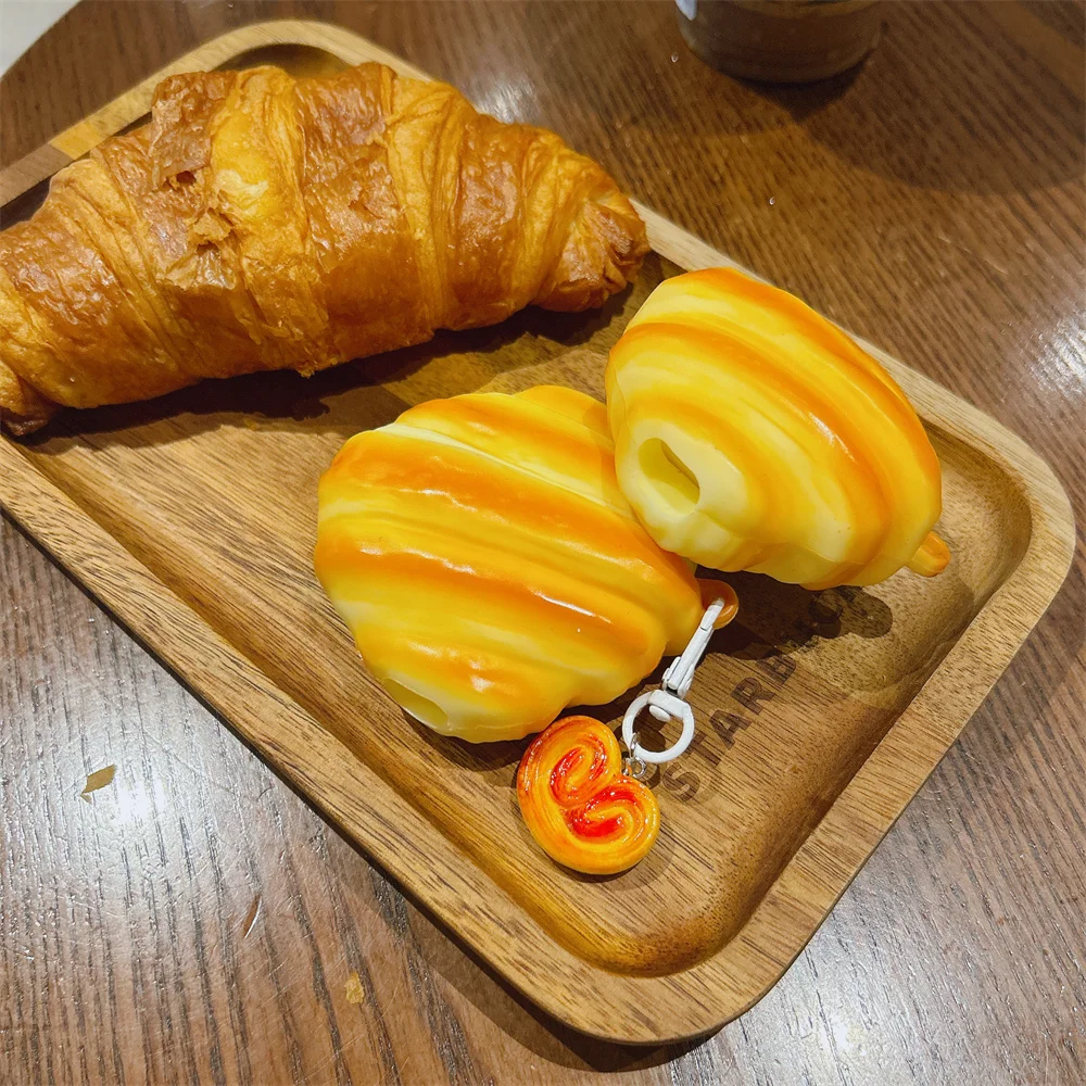 3D Croissant Silicone Earphone Protective Case With Pendant
