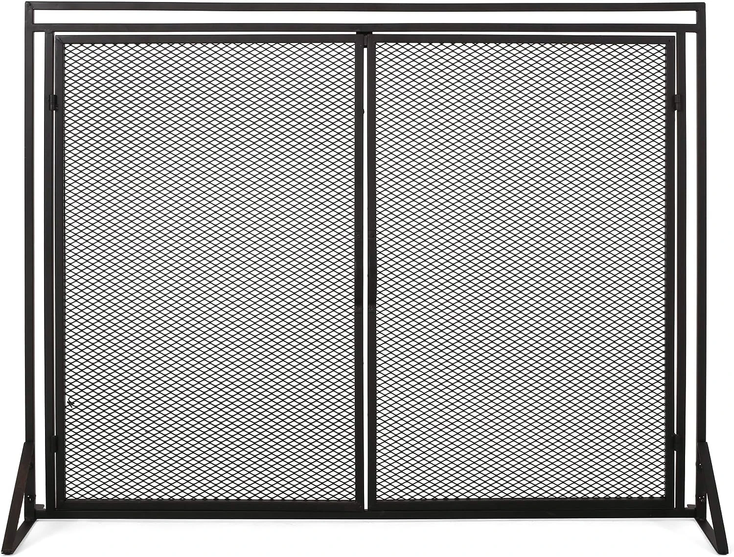 

Modern Iron Fireplace Screen, Matte Black