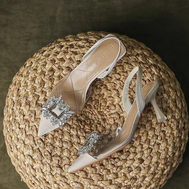 2024 Luxury Rhinestone Designer Women Sandals Summer Fashion Elegant Ladies Outdoor Leisure Women High Heel Crystal Sandals