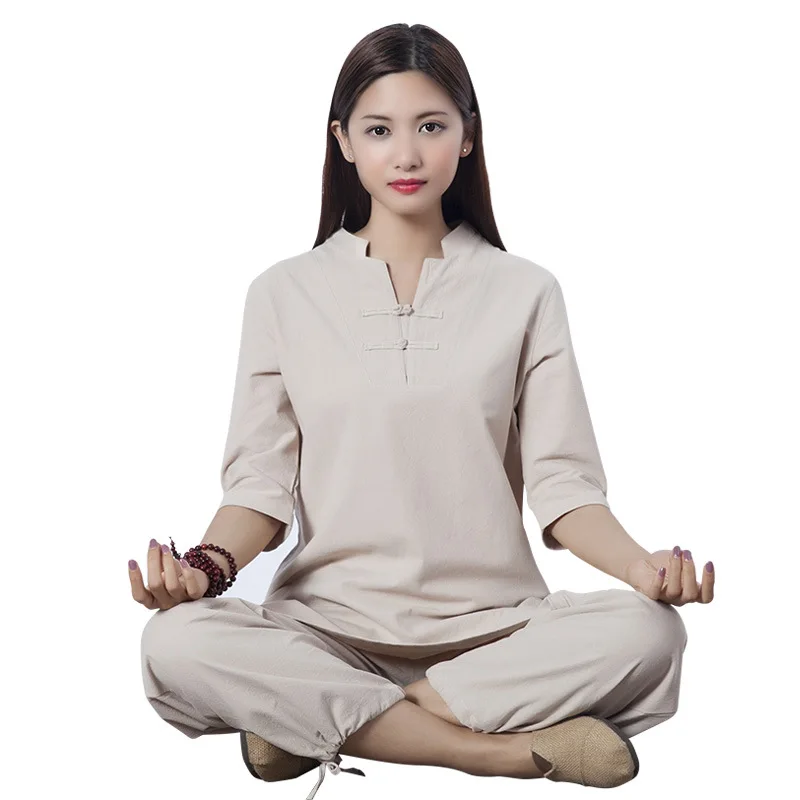 Set da Yoga da donna Tai Chi uniforme Zen tuta da meditazione