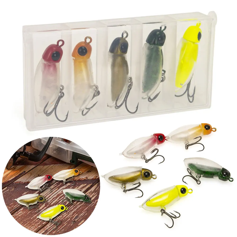 5pcs Insect Micro Bait Floating Fishing Lure Trout Lure Artificial Bait for Freshwater and Saltwater Fishing