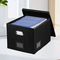 Folding File Storage Box Hanging File Filing Box with Label Slot Fabric Folder Organizer Box Portable Organizer Box with Lid 1