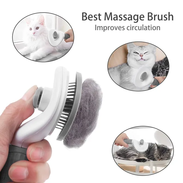 Dog Brush Cat Comb Pet Self Cleaning Hair Remover Brush For Dogs Cats Puppy Kitten Grooming Tools Dog Dematting Comb 2