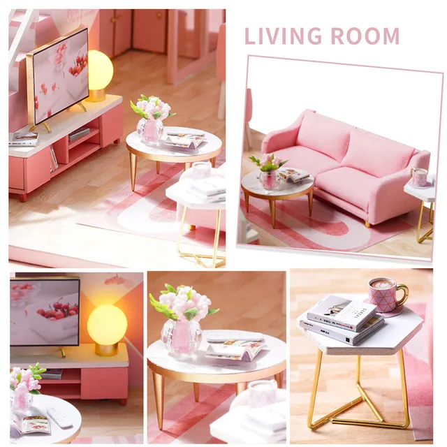 Cutebee DIY Dollhouse Furniture Wooden Dollhouse with LED Light Best Children's Birthday Gift 5