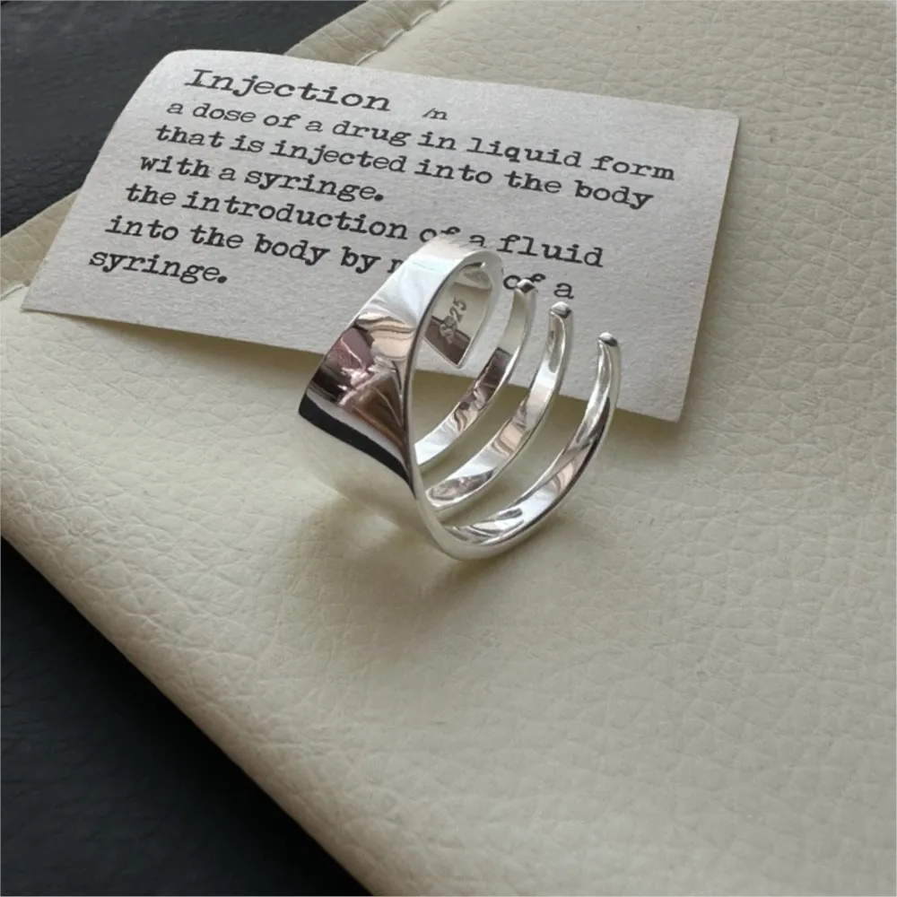 Silver Color Multi-layered Cross Line Ring for Women Geometric Simple Fashion Open Ring Party Jewelry Gifts