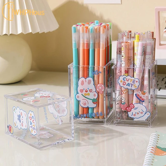 Acrylic Pencil Holder Simple Transparent Pen Holder Desktop Pen Bucket  Storage Box Office Stationery Organizer Makeup Brush Pot - AliExpress