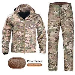 -15°F Tactical Jackets Man Fleece Pants Military Warm Keep Hiking Jackets Men Clothing Army Jacket Thermal Hooded Hunting Suit