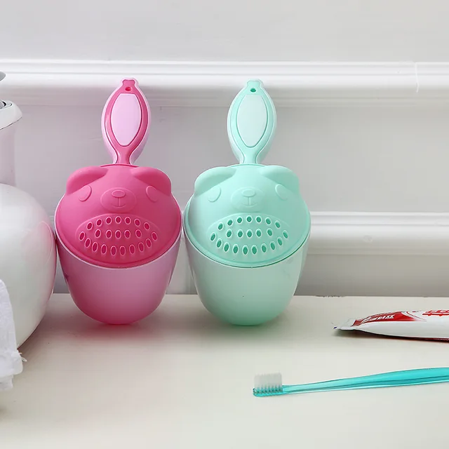 Baby cartoon elephant shower cup newborn child shower shampoo cup baby shower water spoon bath cup 6