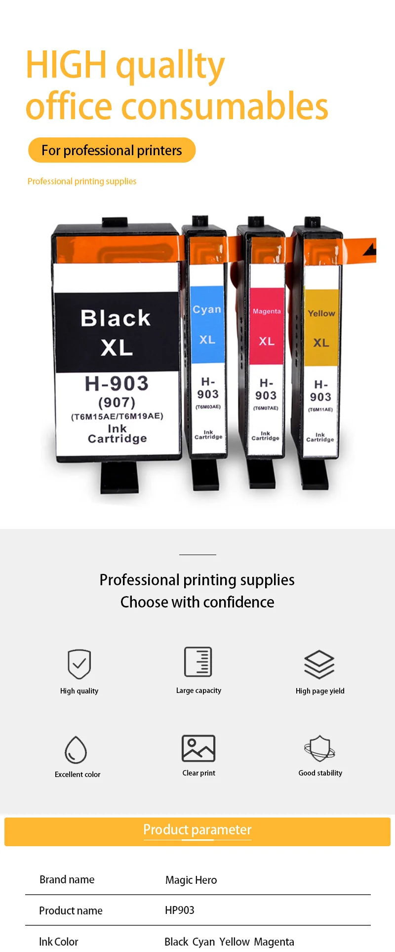 HP 902 - Cartuccia D'inchiostro Originale Giallo (T6L94AN) OfficeJet 6951 6954 6962 OfficeJet Pro 6968 6970 6975 6978 - Foto 7