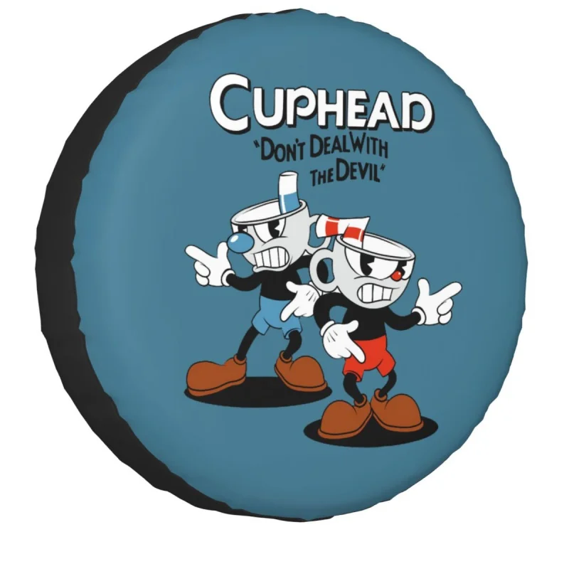 

Cuphead And Mugman запасная крышка для колес для Mitsubishi Pajero мультяшная игра водонепроницаемые пыленепроницаемые Аксессуары для автомобилей