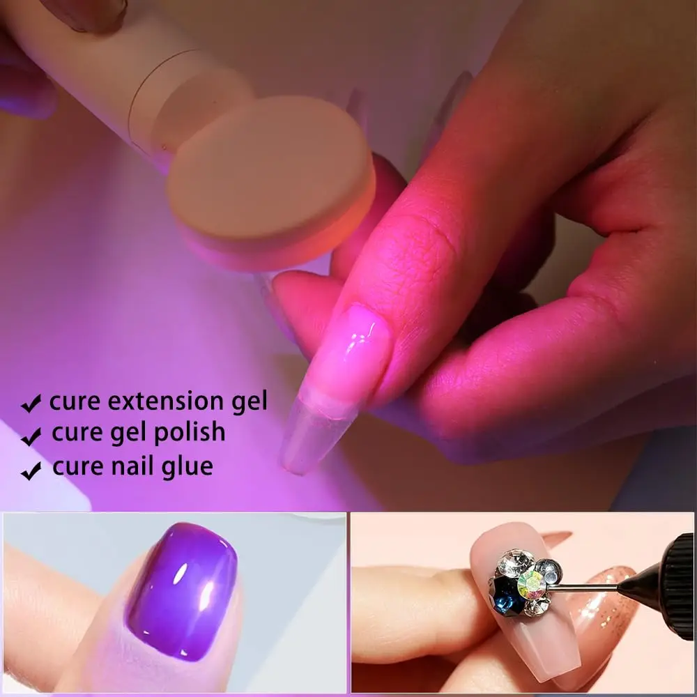 Handheld Mini Nail Dryer Large Capacity Chargeable Battery Uv Led Nail Lamp Gel Polish Curing Machine Portable Flashlight Lamp 6