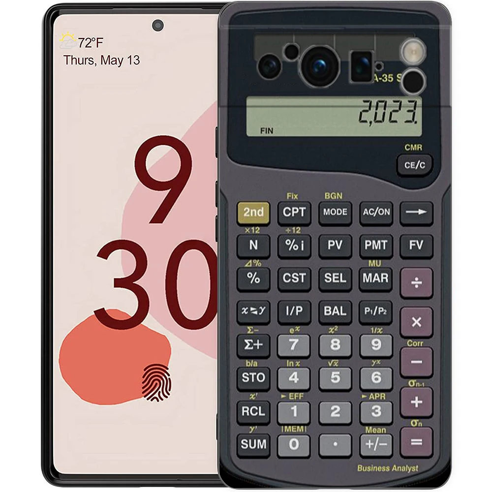 Vintage Calculator Design Shockproof TPU Phone Case - Soft Black Cover