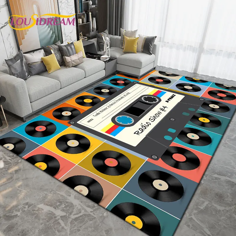 Retro Colored Vinyl Records Music Background Area Rugs Living Room Floor  Mat Rug