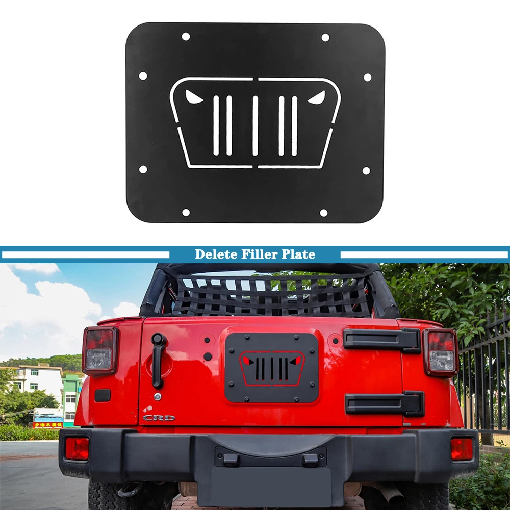 For Jeep Wrangler JK 2007-2/4-Door Spare Tire Carrier Delete Filler Plate Cover Tailgate Plug Rubber Car Accessories Black car tailgate bracket replacement