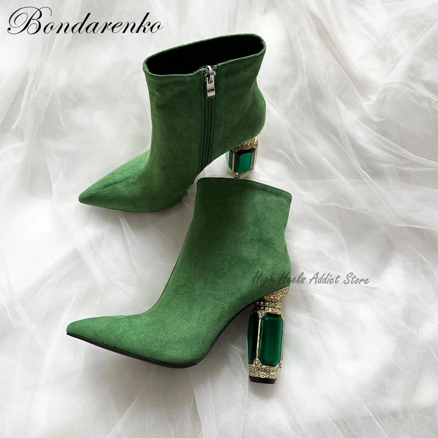 Green high heels | Womens ankle boots, Heels, Womens boots ankle