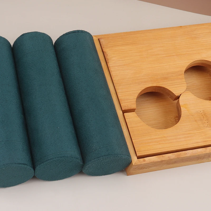 Green Solid Wood High-grade Three Layer Detachable Velvet Bracelet Rack Headband Jewelry Display Rack