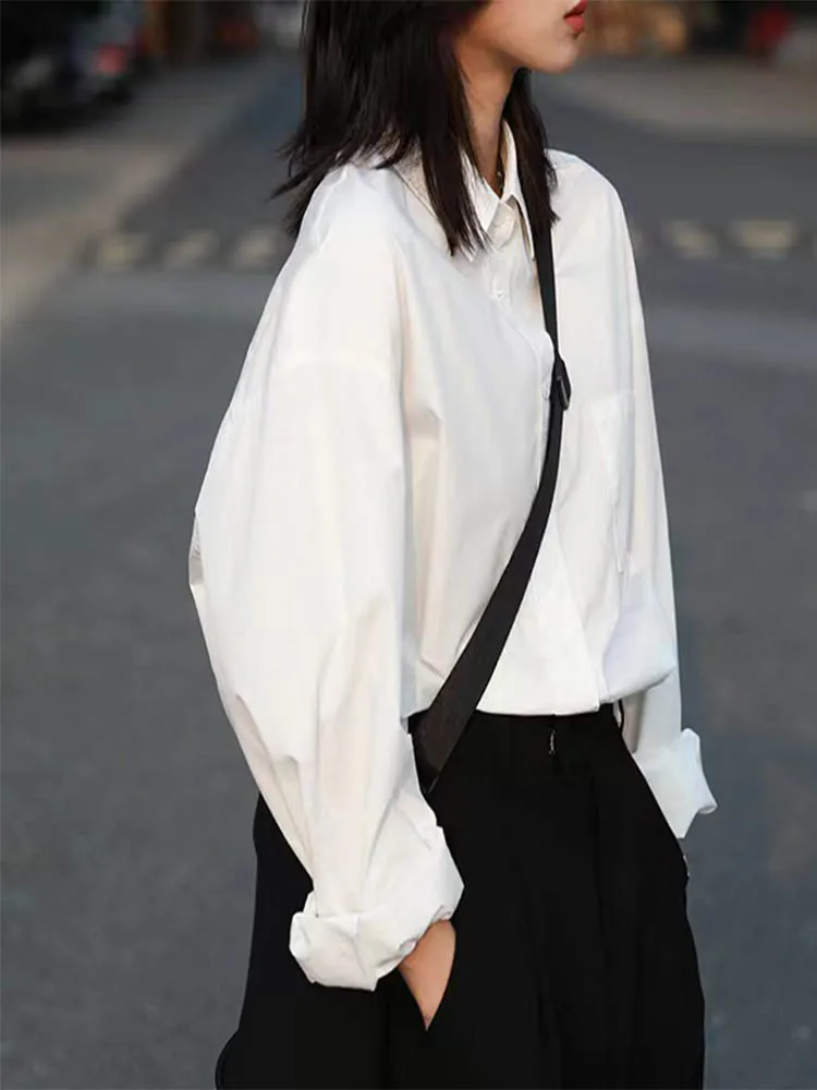 

Early Spring 2024 New Female Student White Shirt Loose Long sleeved Inner and Outer Wear American Casual Versatile Cardigan Top