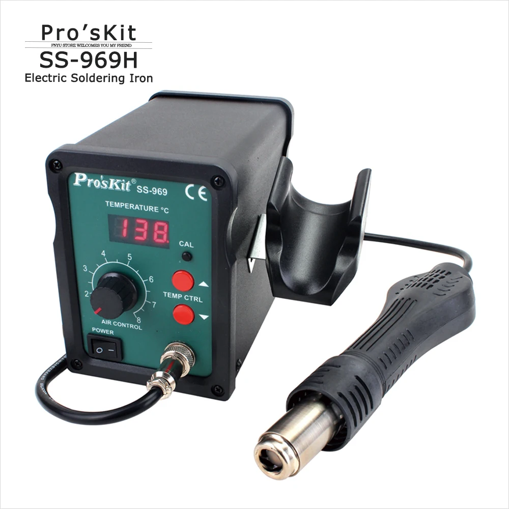 

LED Desoldering Station Pro’skit SS-969H SMD Digital Display Hot Air Gun 700W ESD Mobile Computer Repair Mini Soldering Station